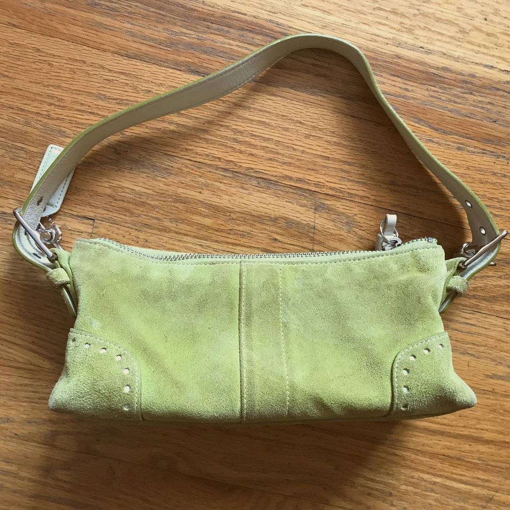 Coach Handbag Green Suede